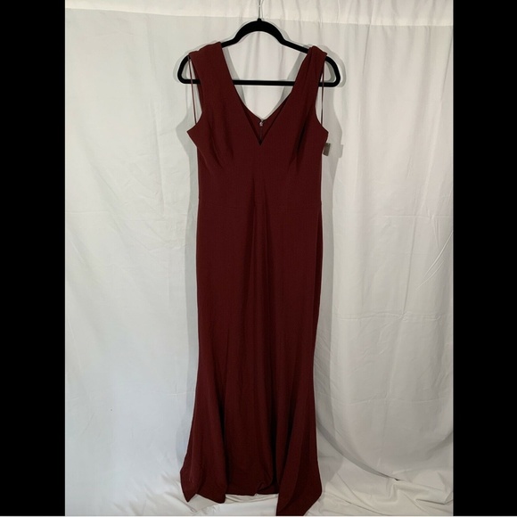 EUC $288 Dress the Population Sandra Trumpet Gown burgundy [ PLUS SZ XXL‎ ] - Picture 6 of 11
